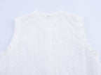 Women Casual SL round Neck Hollow Out CO Embroidered Top