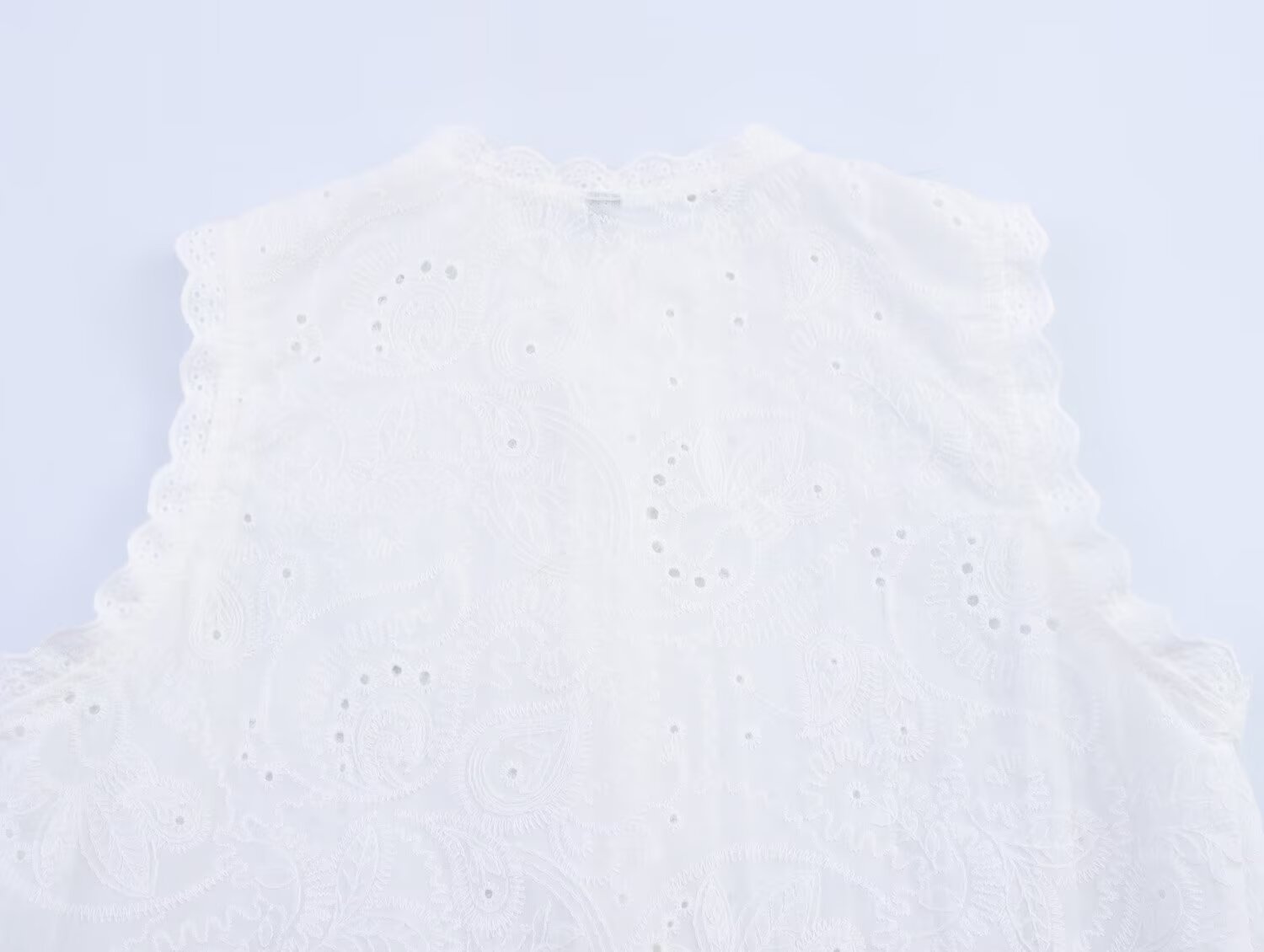 Women Casual SL round Neck Hollow Out CO Embroidered Top