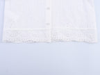 Women Casual SL round Neck Hollow Out CO Embroidered Top