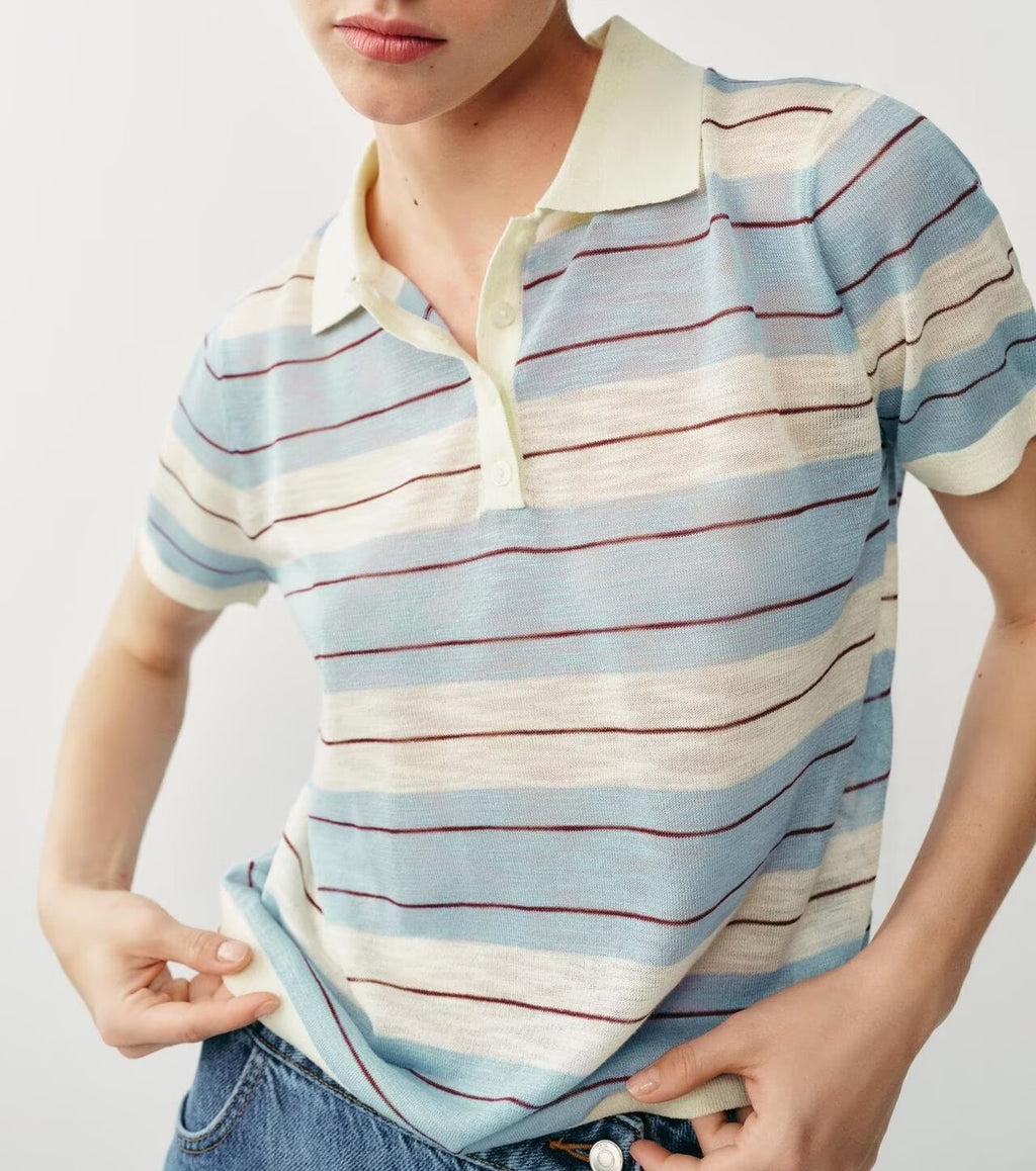 Women Summer Office All Matching Short Sleeve Polo Collar