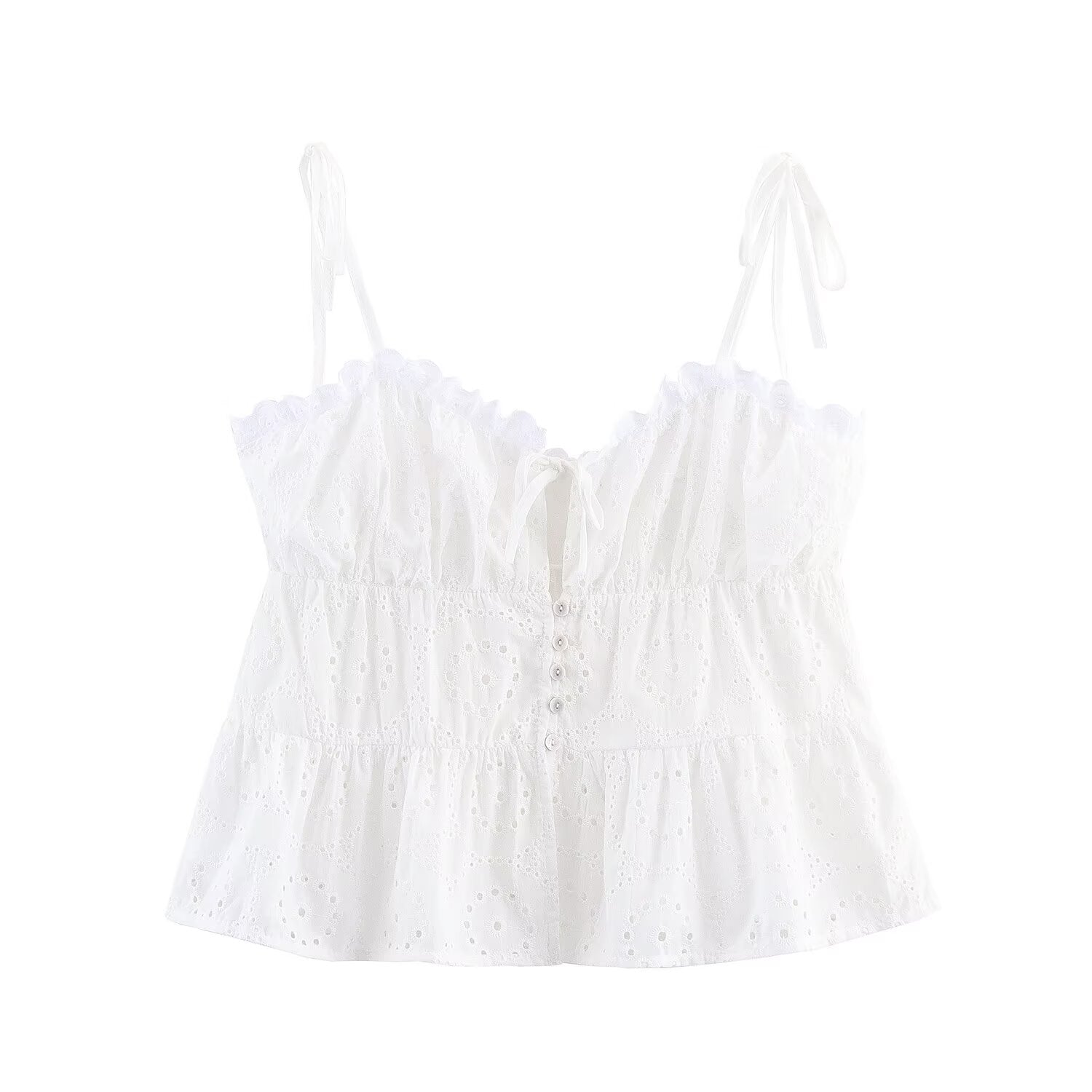 Summer Women Clothes Hollow Out CO Embroidered Solid Color