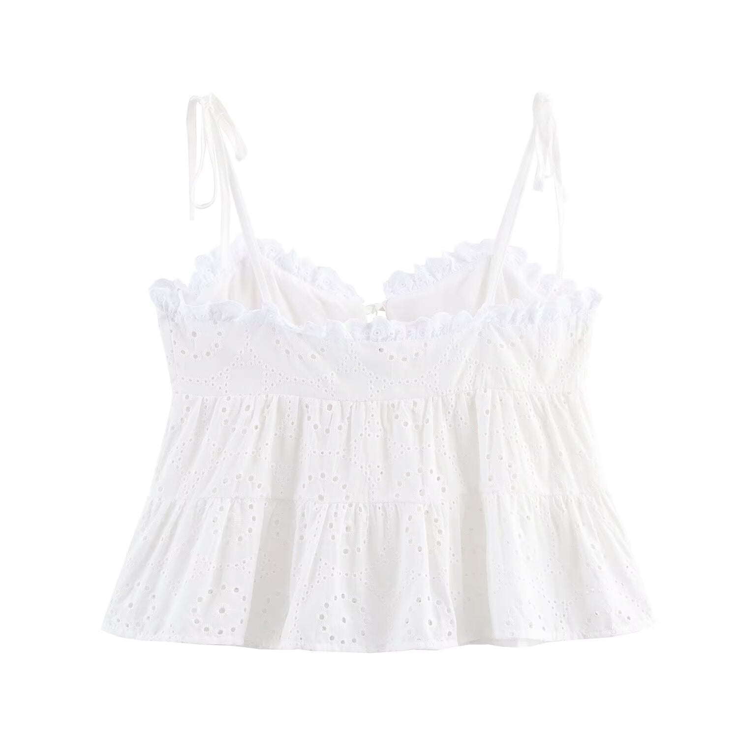 Summer Women Clothes Hollow Out CO Embroidered Solid Color