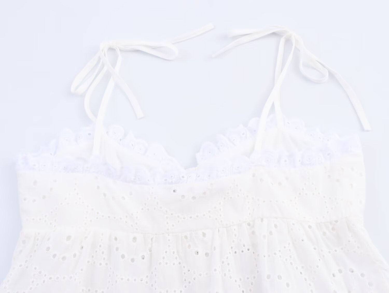 Summer Women Clothes Hollow Out CO Embroidered Solid Color