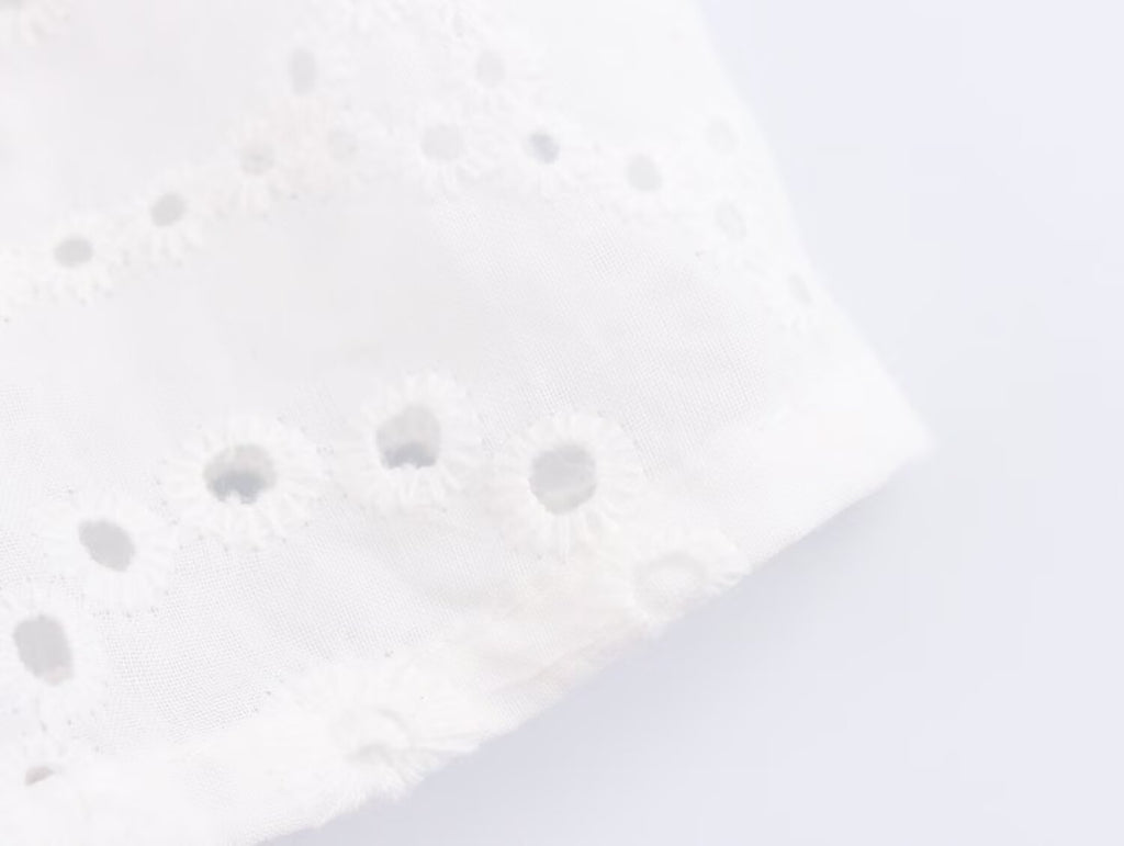 Summer Women Clothes Hollow Out CO Embroidered Solid Color