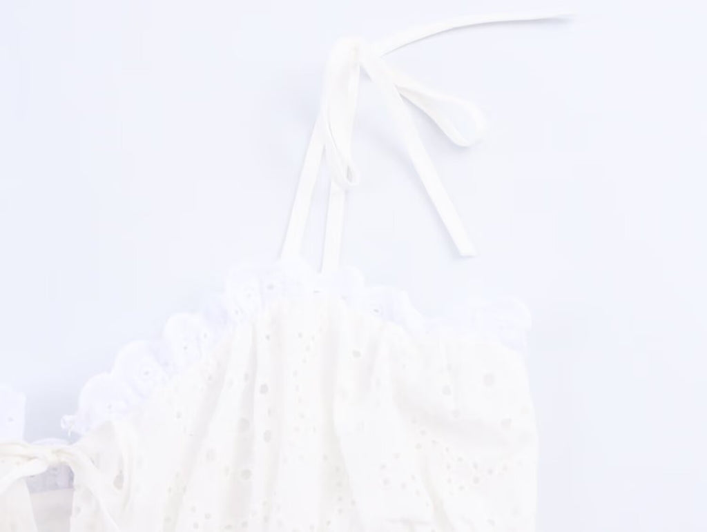 Summer Women Clothes Hollow Out CO Embroidered Solid Color