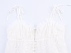 Summer Women Clothes Hollow Out CO Embroidered Solid Color