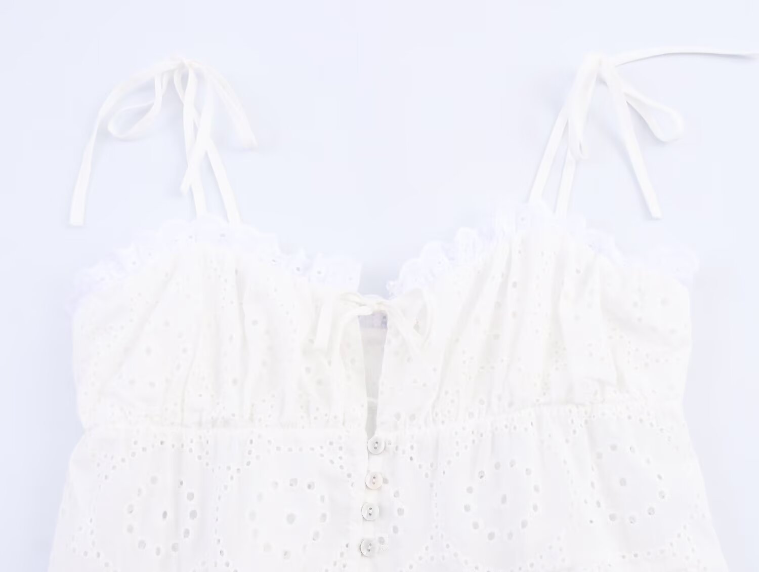 Summer Women Clothes Hollow Out CO Embroidered Solid Color