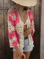 Women Summer Floral Knitted Cardigan
