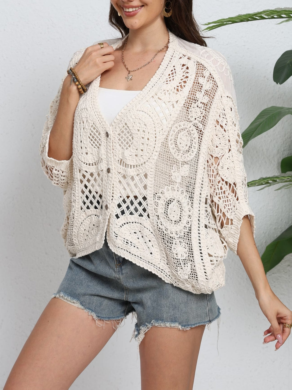 Women's Summer Short V-Neck Knitted Top