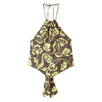 Women's Beaded Print Hanging Collar Top Split Printed Pants Sets