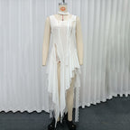 's Lace Stitching Vest Lightly Mature Scarf Ribbon Top