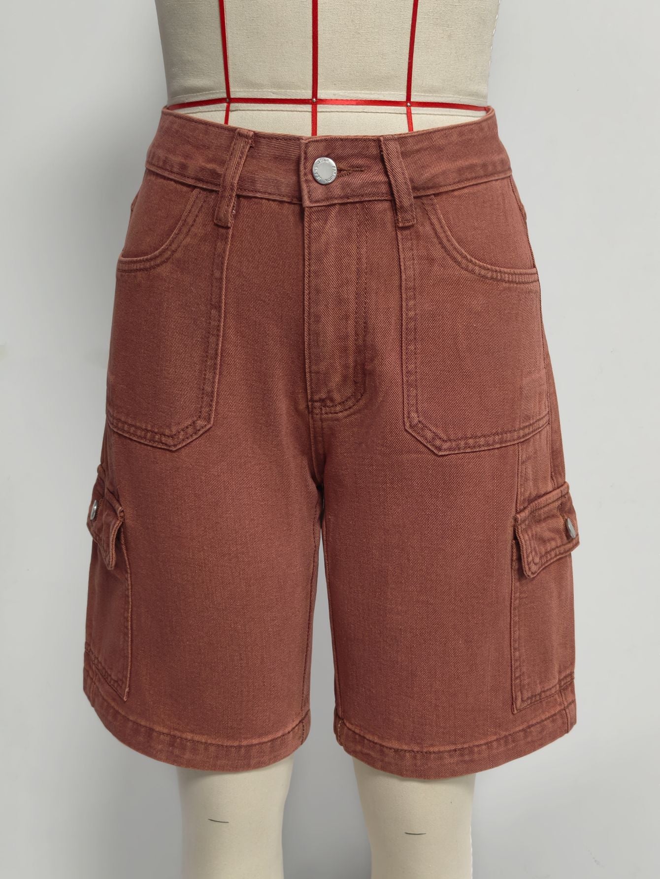 Retro Washed Denim Cargo Pants Cropped Pants Women HW Multi