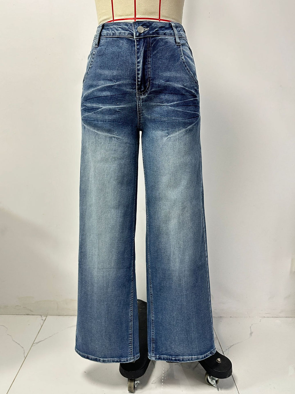 Spring Summer HW WL Jeans Women Retro Washed White Loose