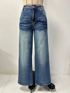Spring Summer HW WL Jeans Women Retro Washed White Loose