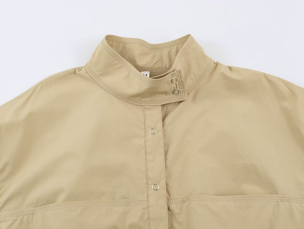Jacket Coat Korean Stand Collar Pleating Sleeve Waist Slimming Small Short Work Clothes Coat