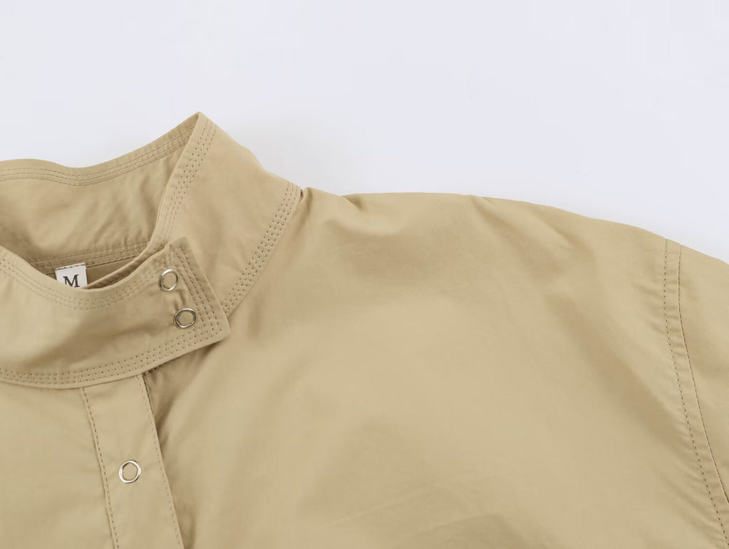 Jacket Coat Korean Stand Collar Pleating Sleeve Waist Slimming Small Short Work Clothes Coat