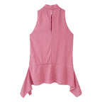 Women Clothing Summer Hem Bow Decoration V neck Striped Top