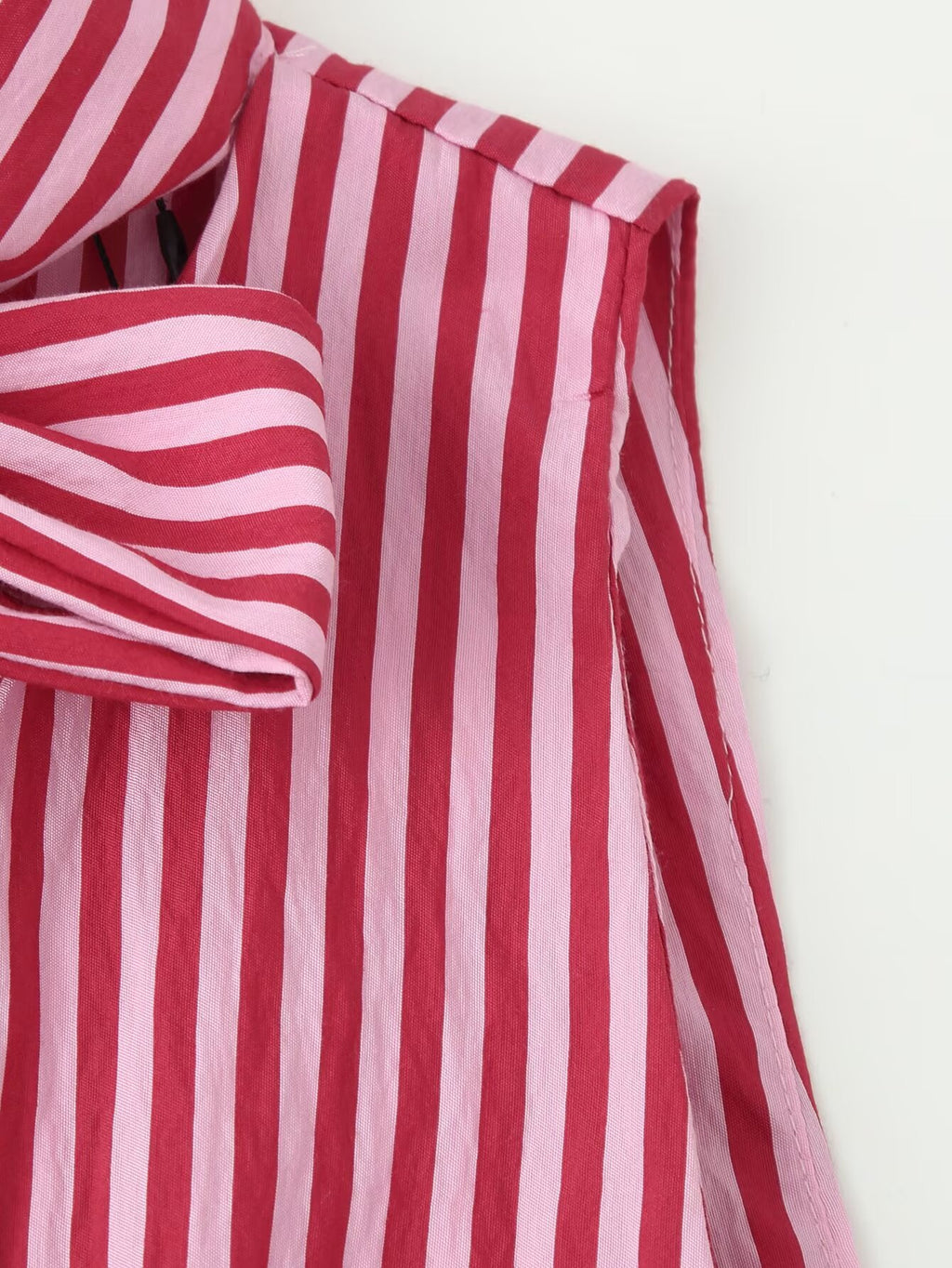 Women Clothing Summer Hem Bow Decoration V neck Striped Top
