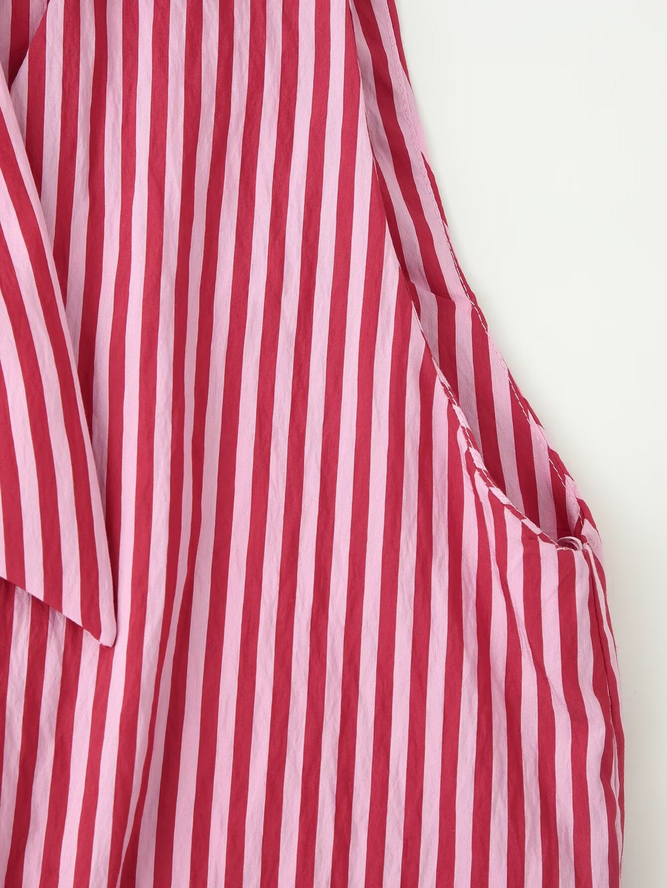 Women Clothing Summer Hem Bow Decoration V neck Striped Top
