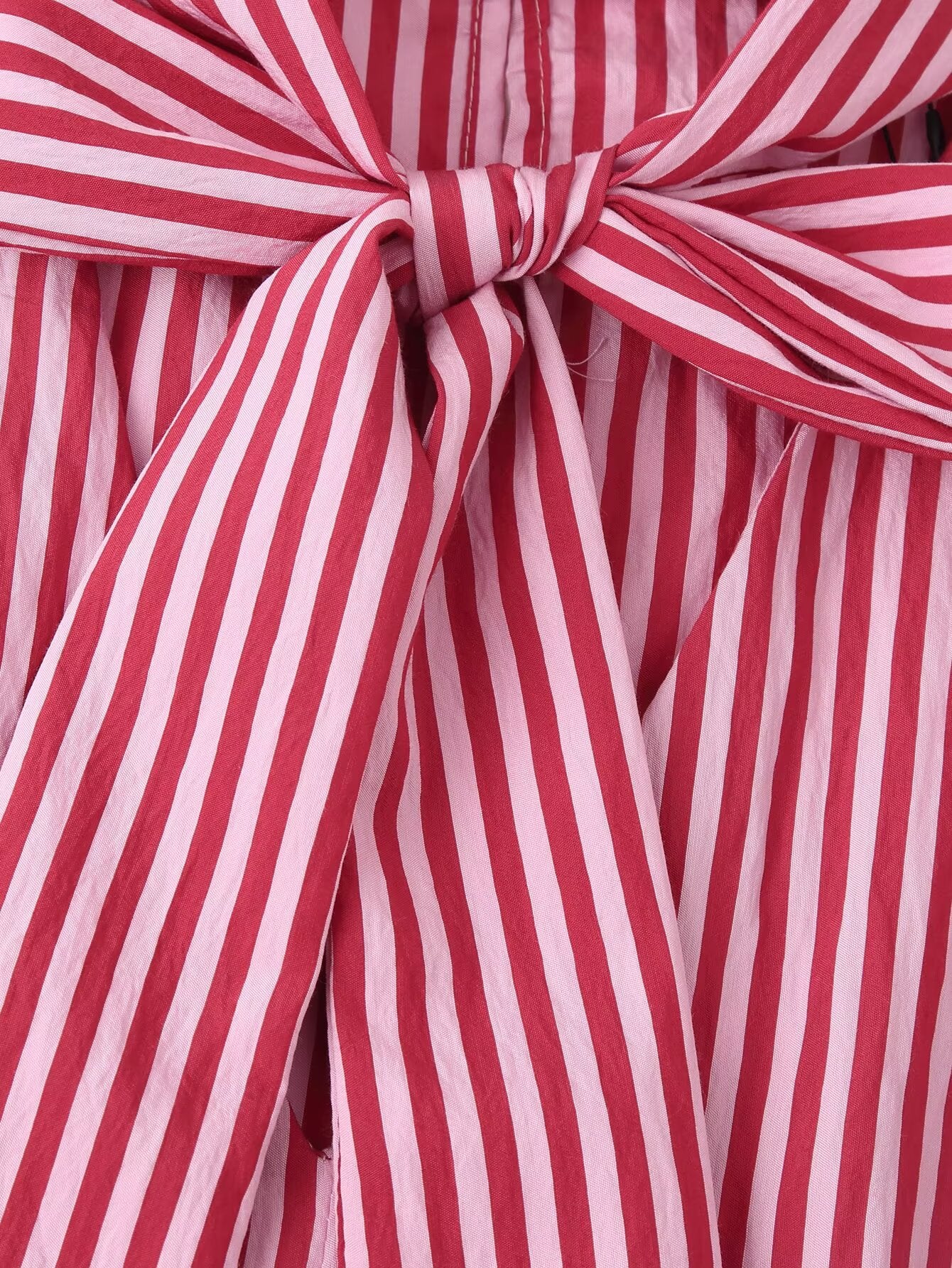 Women Clothing Summer Hem Bow Decoration V neck Striped Top