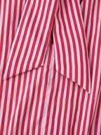 Women Clothing Summer Hem Bow Decoration V neck Striped Top