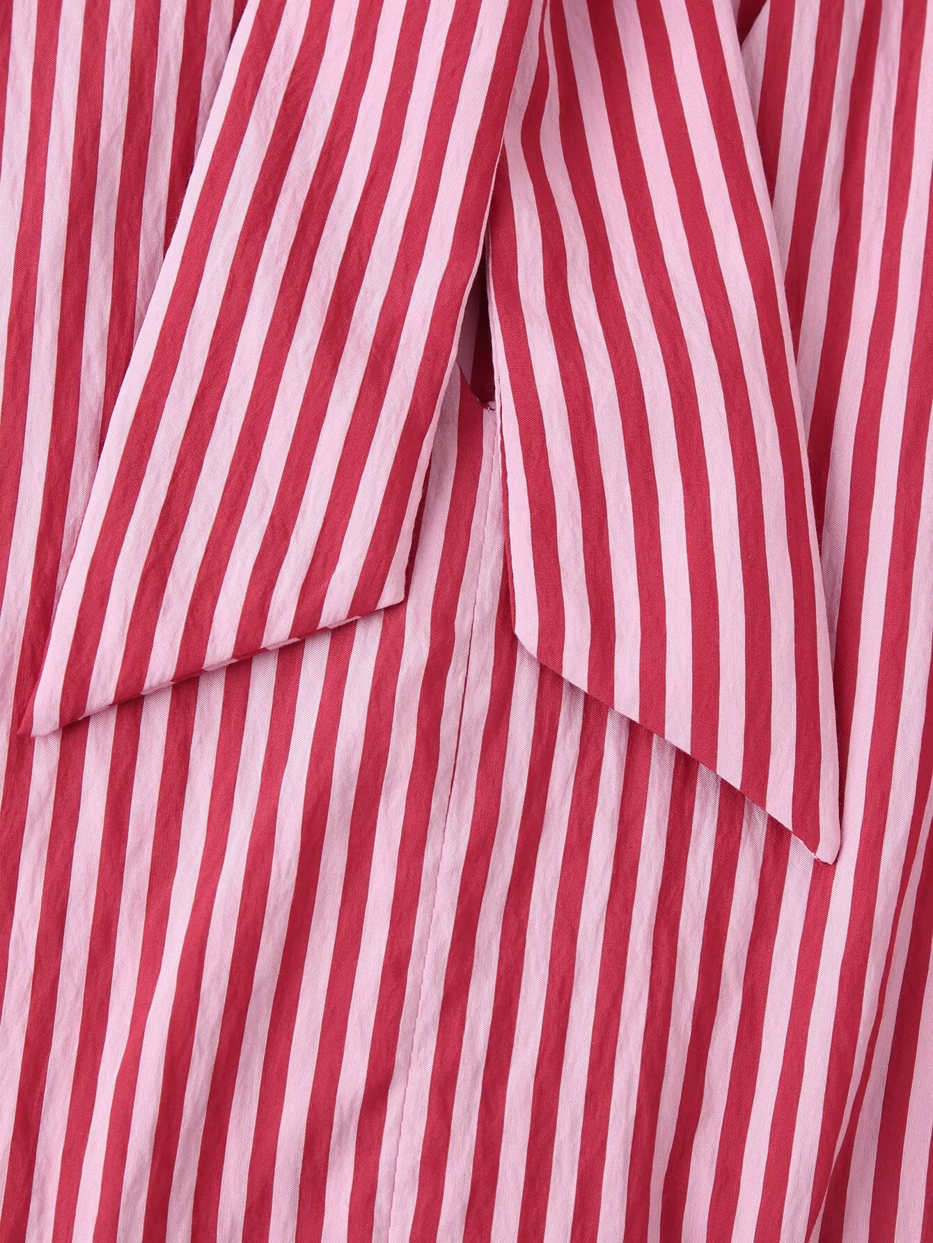 Women Clothing Summer Hem Bow Decoration V neck Striped Top