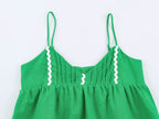 Women's Summer Sweet Linen Loose Short Strap Top