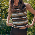 Women Clothing Summer Striped Texture Knitted Sleeveless Vest