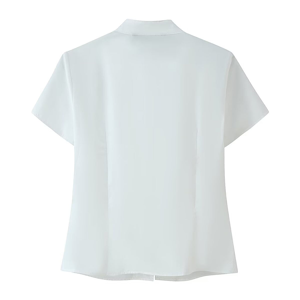 Summer Women Bends Hitches Ornament Poplin Shirt