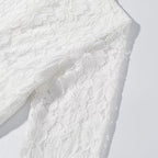 White lace side panel close-up with textured floral pattern