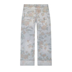 Women Clothing Printed Curling Low Waist Loose Jeans