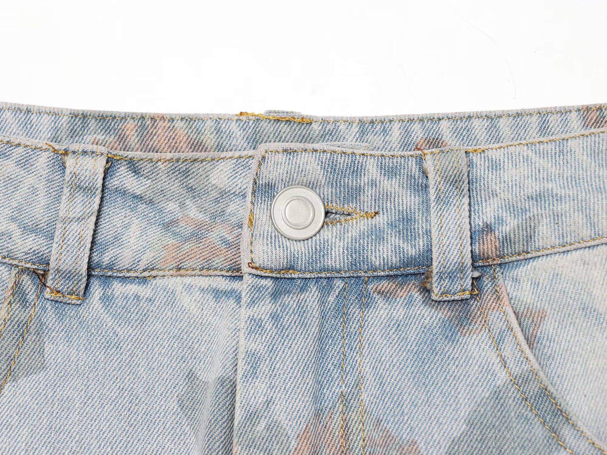 Women Clothing Printed Curling Low Waist Loose Jeans