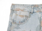 Women Clothing Printed Curling Low Waist Loose Jeans