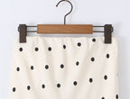 Spring Retro Office HW Cut Fishtail Hem Polka Dot Lace Skirt