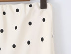 Spring Retro Office HW Cut Fishtail Hem Polka Dot Lace Skirt
