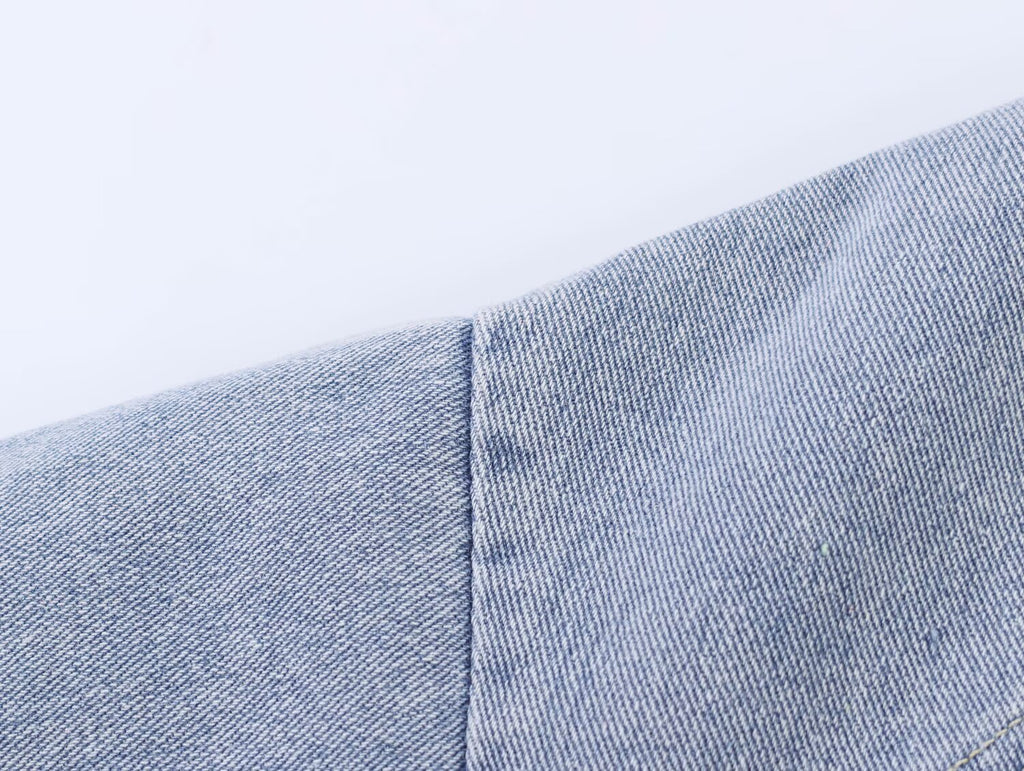 Women Clothing Stand Collar Denim Bomber Jacket
