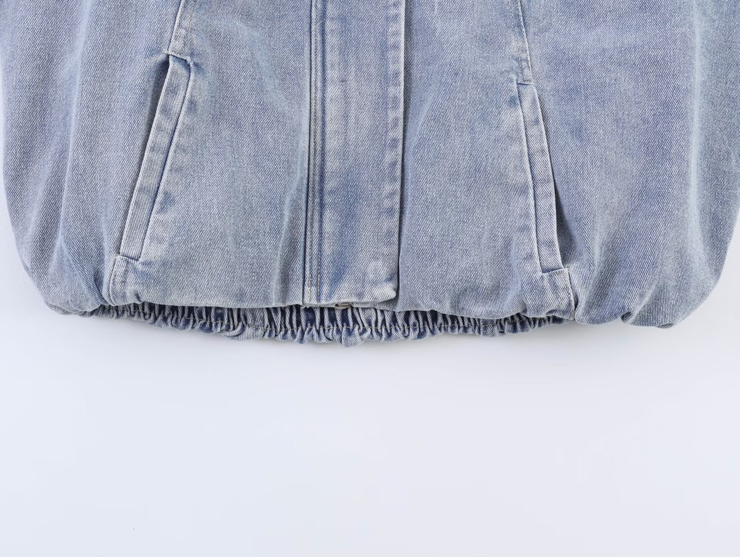 Women Clothing Stand Collar Denim Bomber Jacket