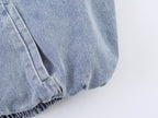Women Clothing Stand Collar Denim Bomber Jacket