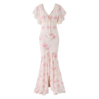 Rose-printed dress