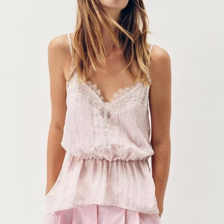 Women Clothing Summer off the Shoulder V neck Waist Lace