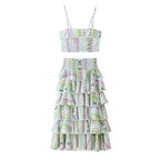 Women All Match Ball Decoration Multi Layer Cake Skirt Set