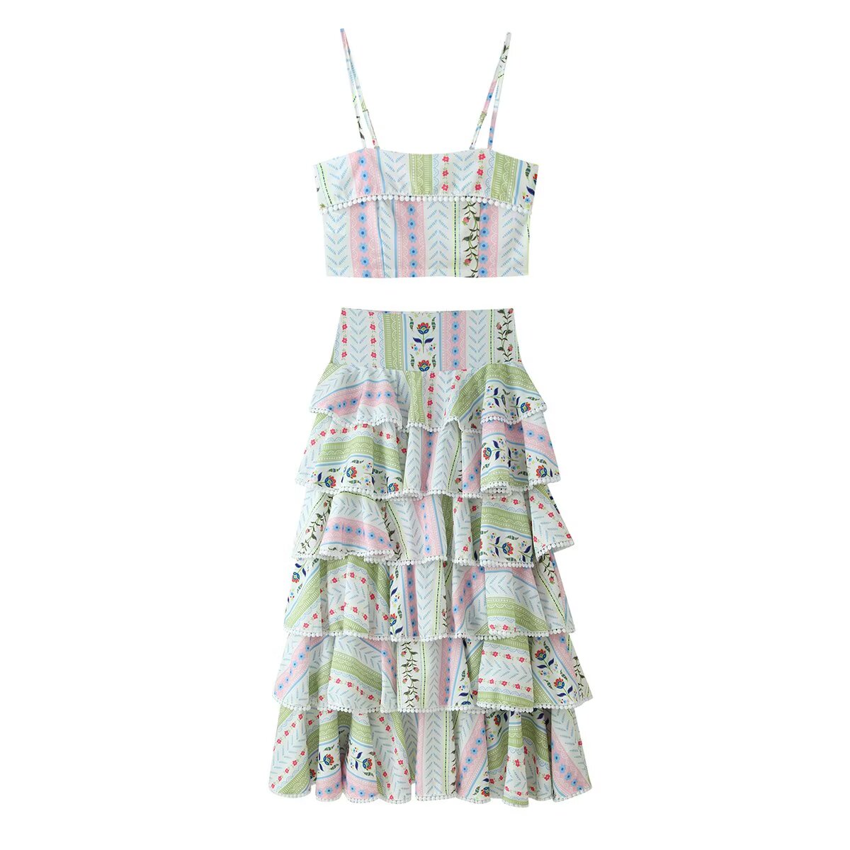 Women All Match Ball Decoration Multi Layer Cake Skirt Set