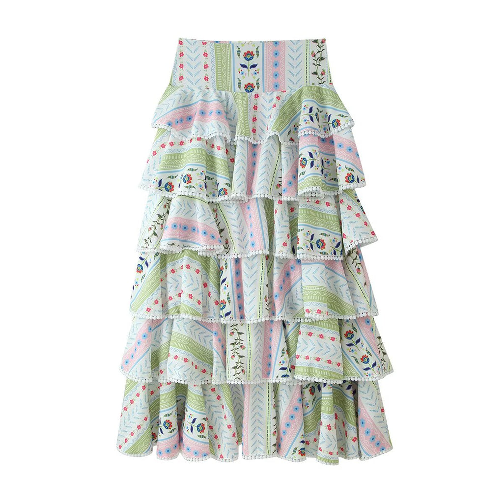 Women All Match Ball Decoration Multi Layer Cake Skirt Set