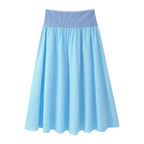 Women Clothing Summer Simple Two Color Halter Strap Contrast Color Top Mid Length Skirt Set