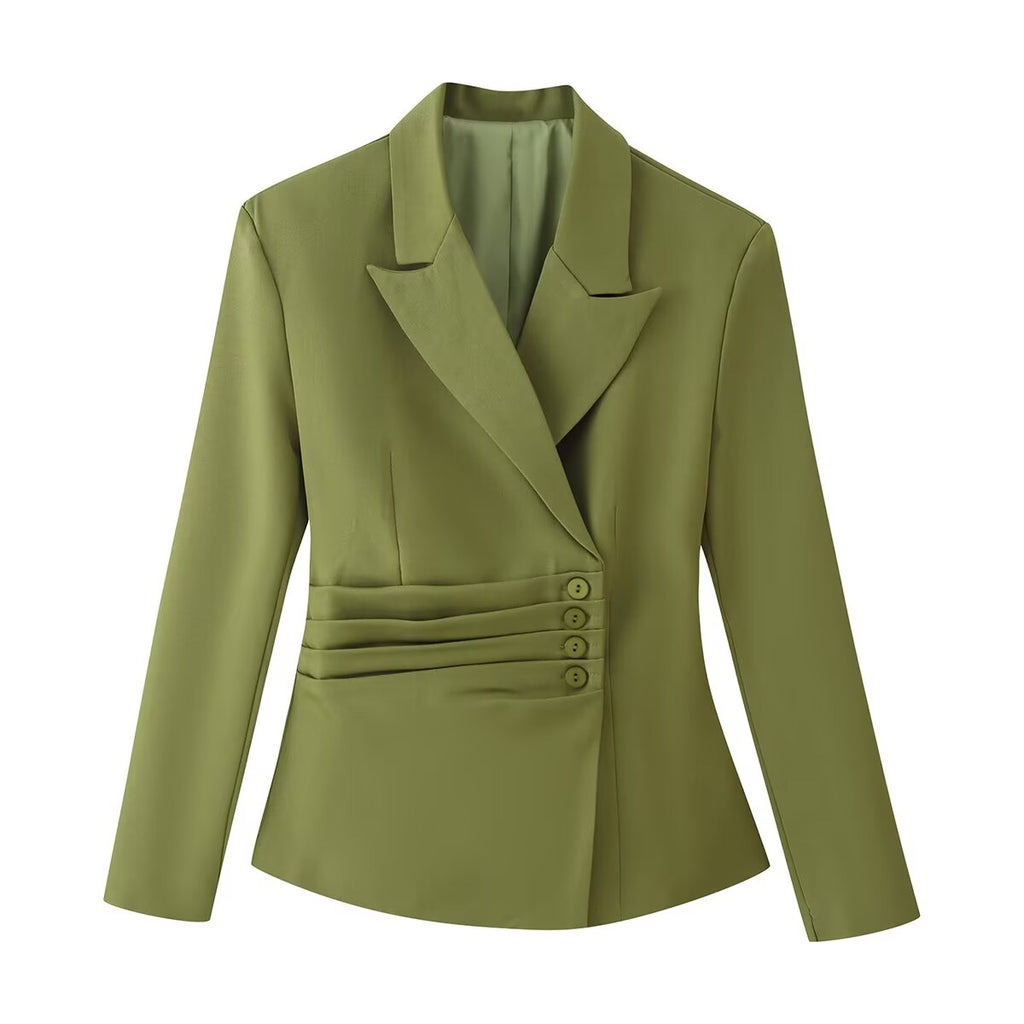 Women Clothing Summer Breasted Belt Tight Waist Blazer Elastic Waist Ankle Banded Work Pant Sets