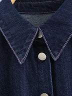 Summer Collared Neck SL Defined Waist Denim Shirt HWed