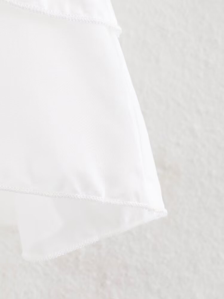 Women Clothing Summer Lace V neck Patchwork Ruffled French