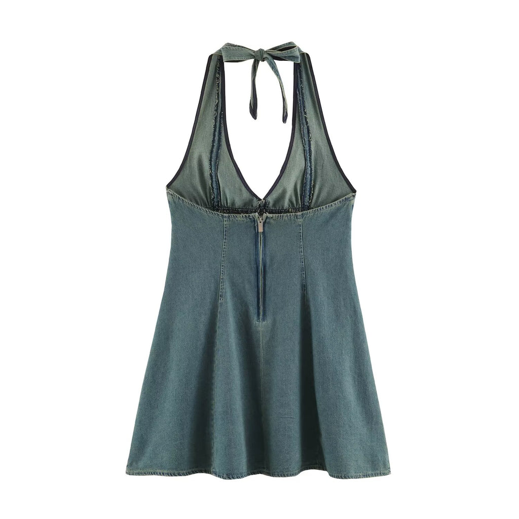 Women's Backless Denim Dress