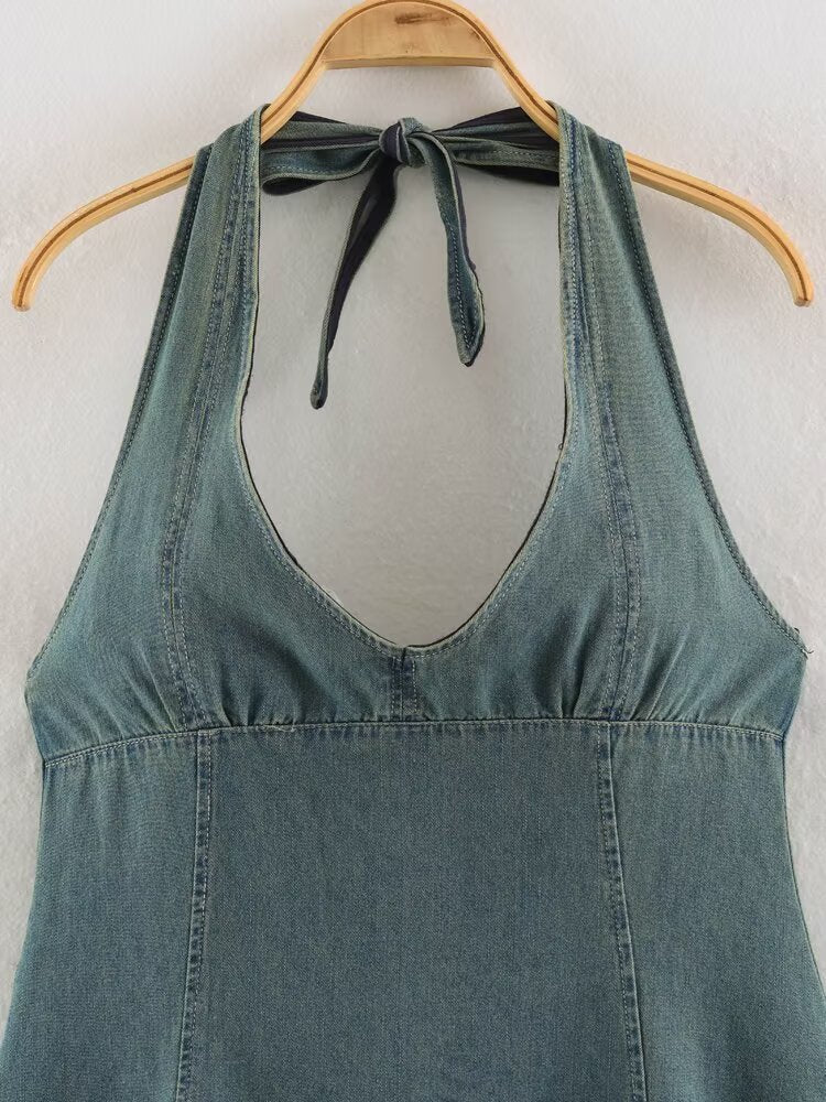 Women's Backless Denim Dress