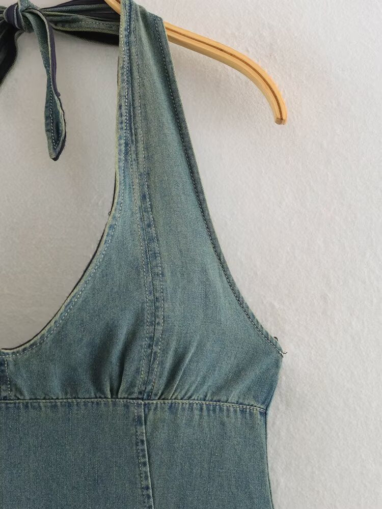 Women's Backless Denim Dress